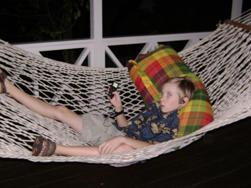 Library - 4873.jpg - David on hammock, with ipod